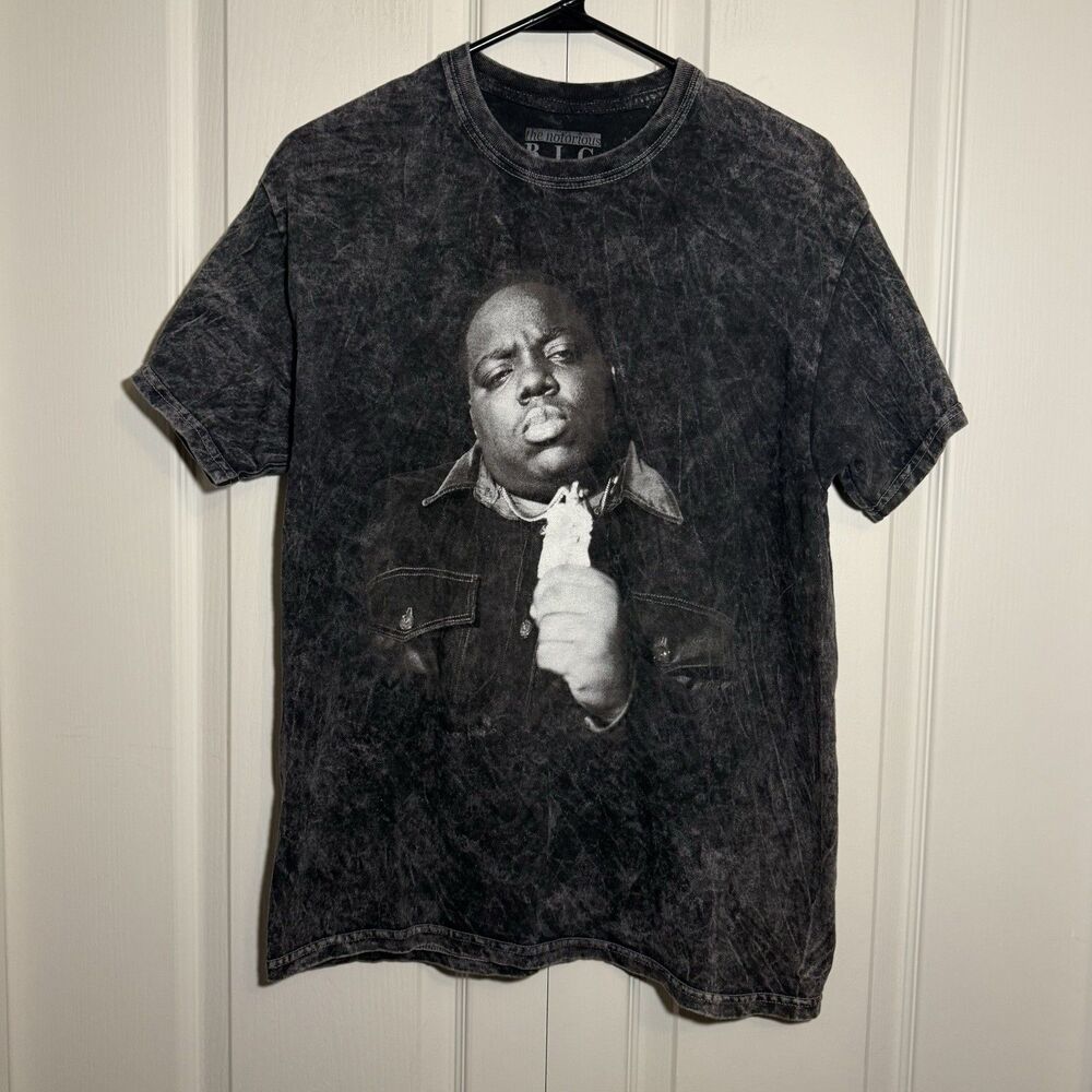 Notorious B.I.G Biggie Smalls Black Mineral Wash T-Shirt Medium Rap Hip-Hop Tee